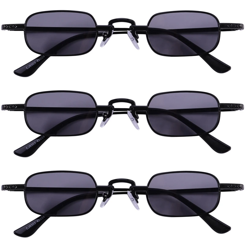 

3X Ретро панковские очки прозрачные Квадратные Солнцезащитные очки женские ретро солнцезащитные очки мужские металлическая оправа черные и серые