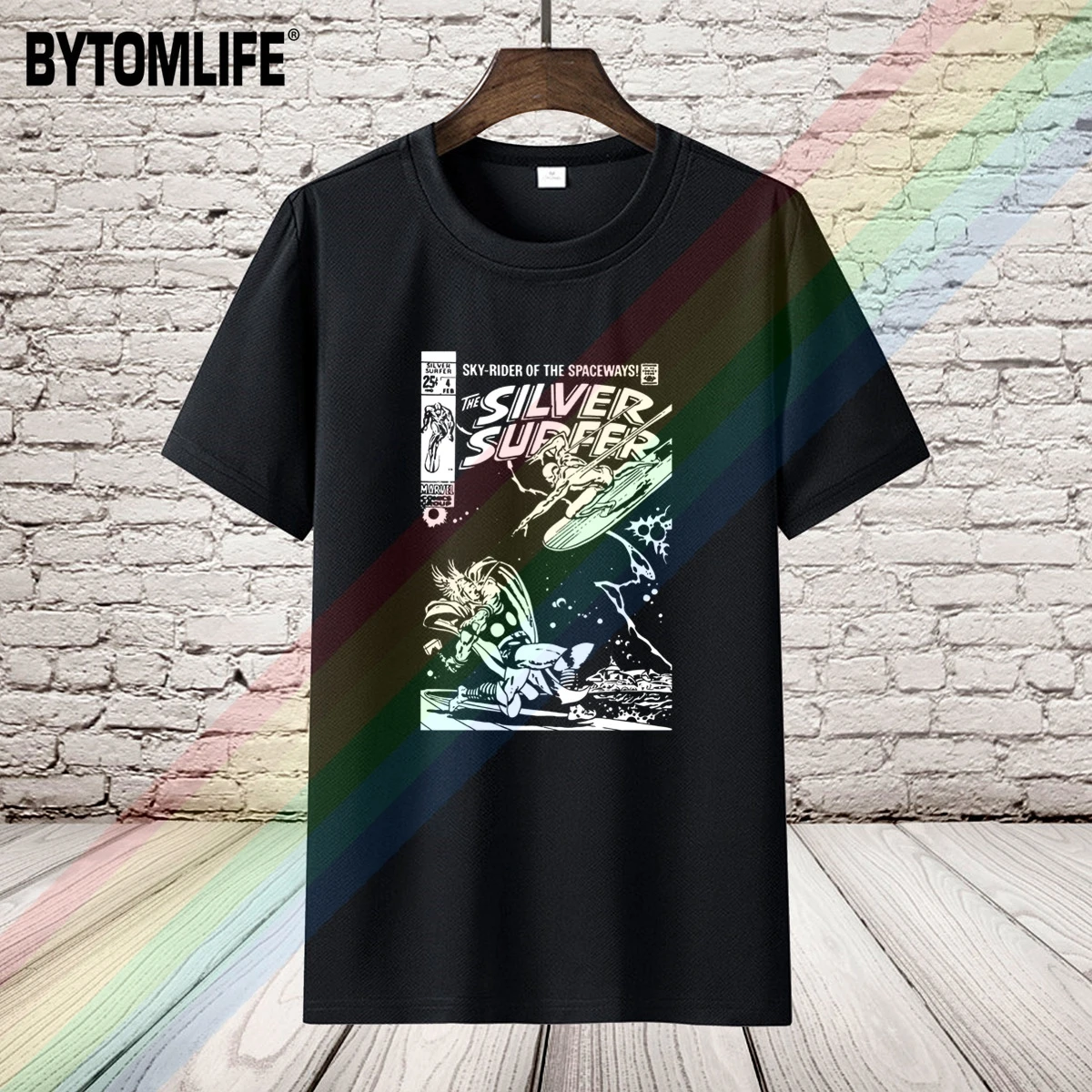 

SILVER SURFER JOHN BUSCEMA Retro Casual t shirt Men's Summer Black 100% Cotton Short Sleeves O-Neck Tee Shirts women's Tops Tee