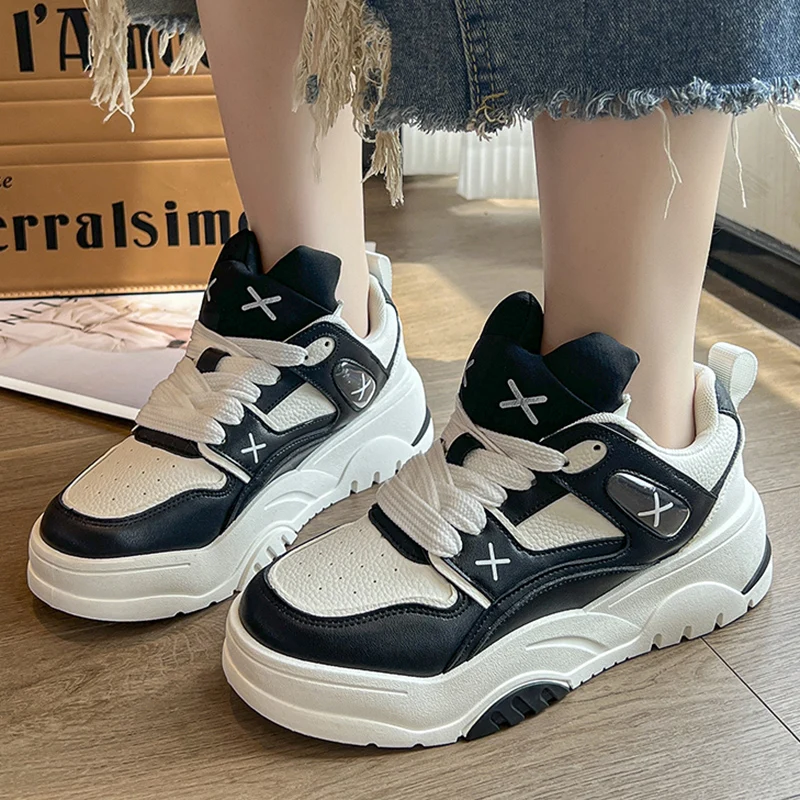 Кроссовки женские спортивные на платформе Вулканизированная подошва