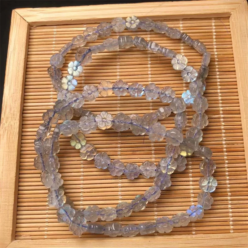 Натуральный лабрадорит маленький цветочный браслет женская мода милая рейка