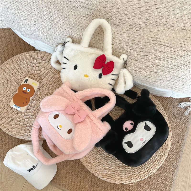 

Japanese Kuromi Sweet And Cute Cartoon Bunny Plush Bag Female Cute Girl Student Handbag Birthday Gift Shoulder Bag