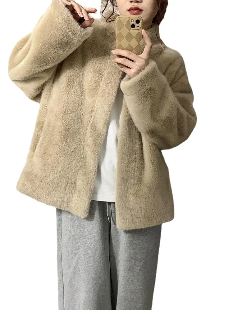 Coat Women's winter long languid fur one-piece top