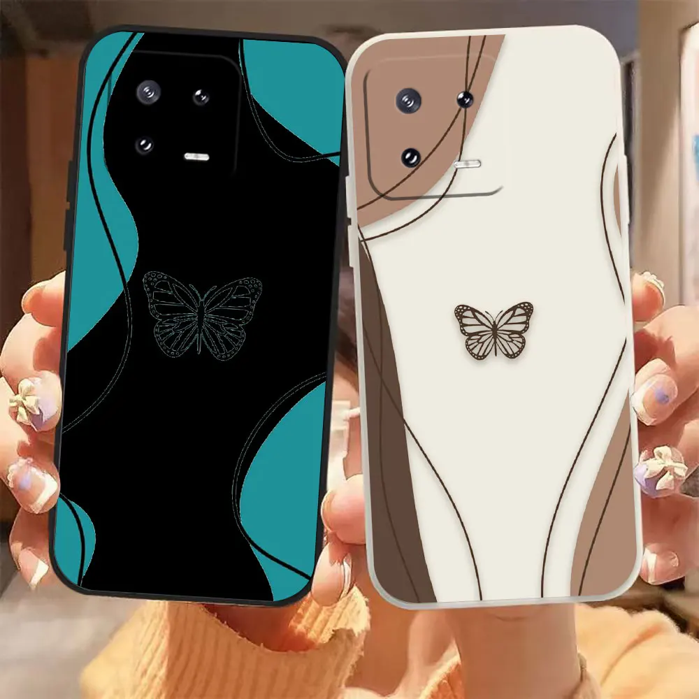 

Luxury Beautiful Butterfly Phone Case For Xiaomi 13 12 12S 11 11T 10 10S 9 9SE 8 8SE Pro Ultra Lite Colour Liquid Case Funda