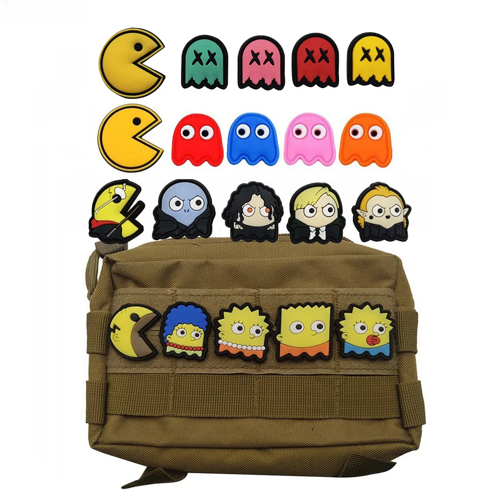

Set of 5pcs Video Game Pacman Patch Sticker Pvc Soft Rubber Patch Armband Morale Badge Backpack Hook Loop Clothing Sewing Patch