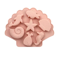 under the sea silicone chocolate mold ocean animal dolphin conch mermaid tail soap mold for bath bomb jelly mousse candy