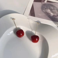 charm funny red cherry drop earrings for women girls korean style aesthetic fashion dangle earrings female sweet jewelry gifts
