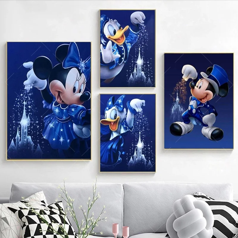 

Disney Canvas Painting Cartoon Mickey Minnie Mouse Donald Duck Prints and Posters Wall Art Home Decoration Picture Room Decor