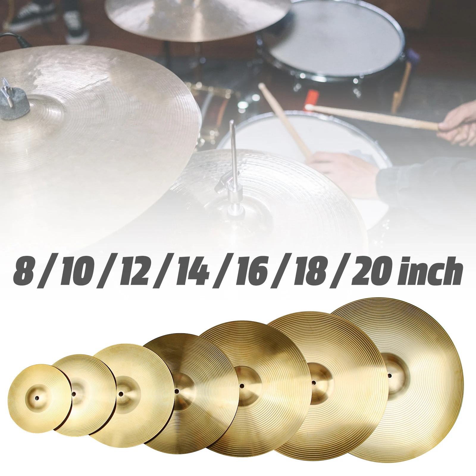 8/10/12/14/16/18/20 дюймов Легкосплавная латунная барабанная тарелка для джазовых