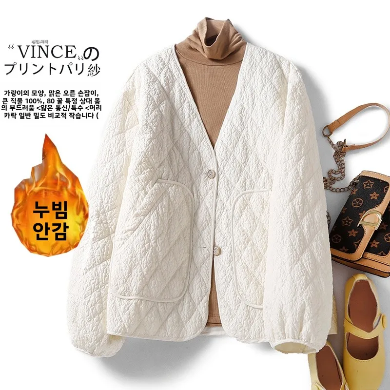 Одежда с хлопковой подкладкой в виде ромба. Женская одежда. Короткая зимняя новая