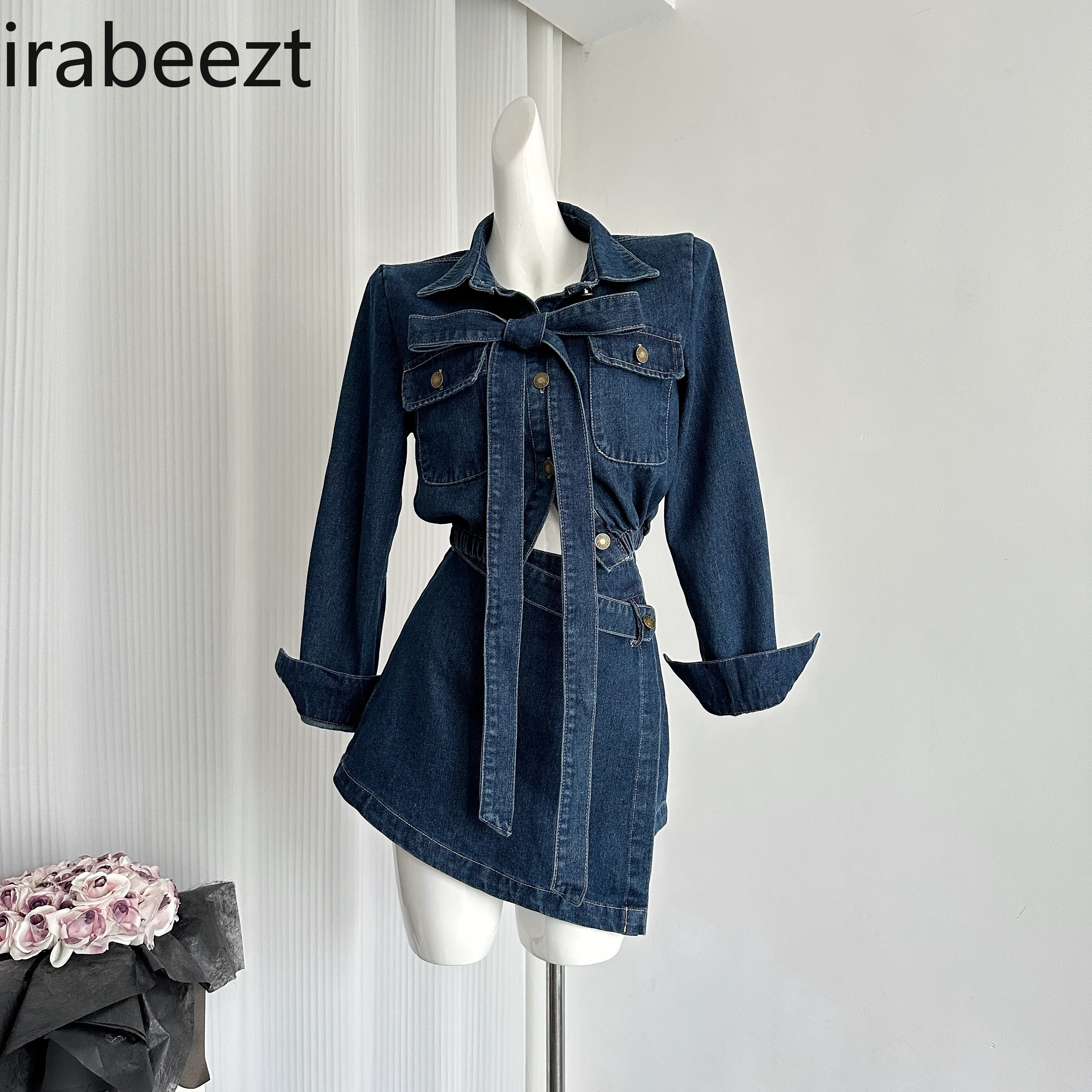 Корейский темпераментный комплект для женщин Осенний облегающий топ с отложным