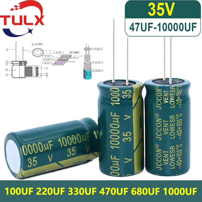 

100-5Pcs 35V Electrolytic Capacitor 10000UF 6800UF 4700UF 3300UF 2200UF 1500UF 1000UF 680UF 470UF 330UF 220UF 100UF Capacitor