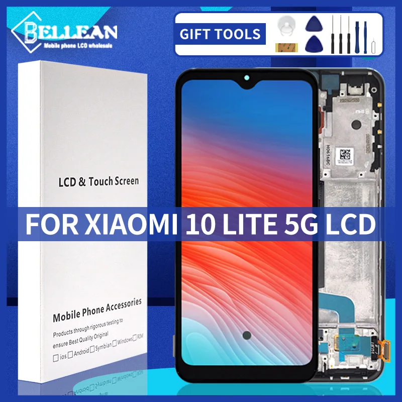 

Сенсорный ЖК-экран с дигитайзером для Xiaomi 10 Lite, дисплей с рамкой для Mi 10 lite, M2002J9G, 1 шт.