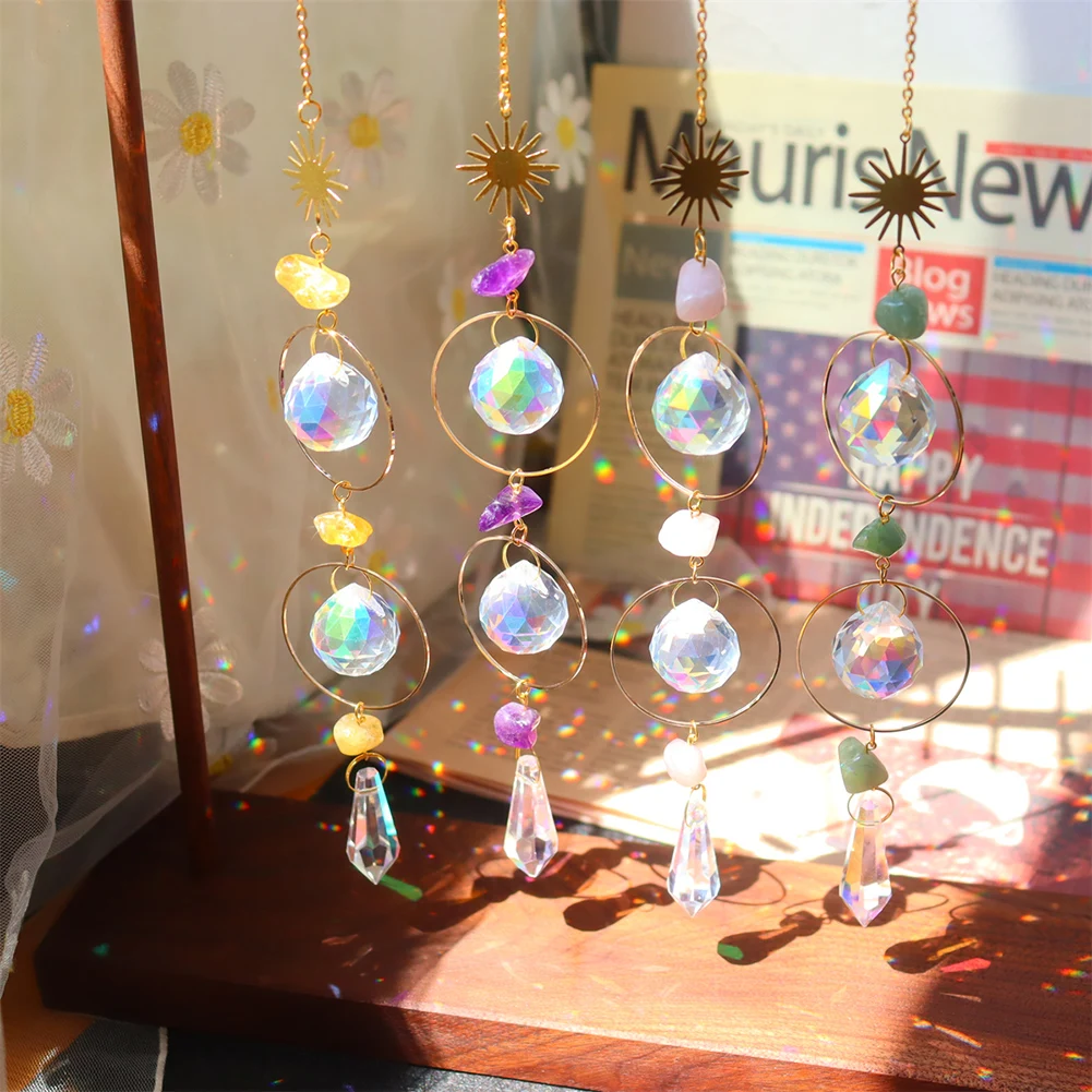 

Crystal Wind Chime Diamond Ball Hanging Rainbow Maker Handmade Home Chandelier Decor Wind Chime Window Curtain Pendant Gift 1pc