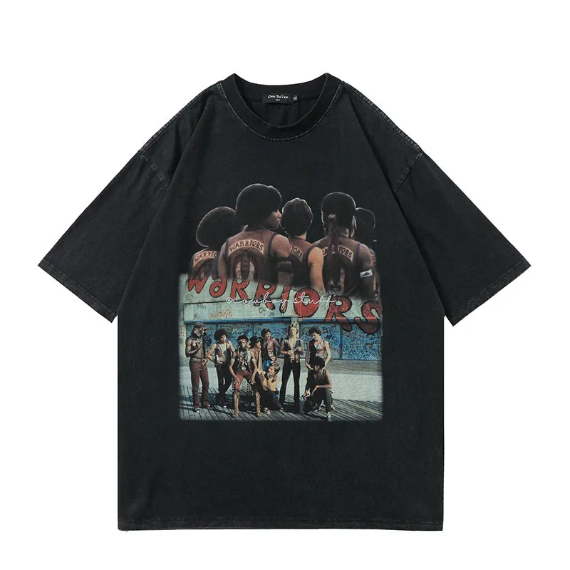 

Men's Fashion Short Sleeved T-shirt Washing Water Making Vintage Cotton Top Hip Hop Casual Oversize T Shirt Streetwear Clothing