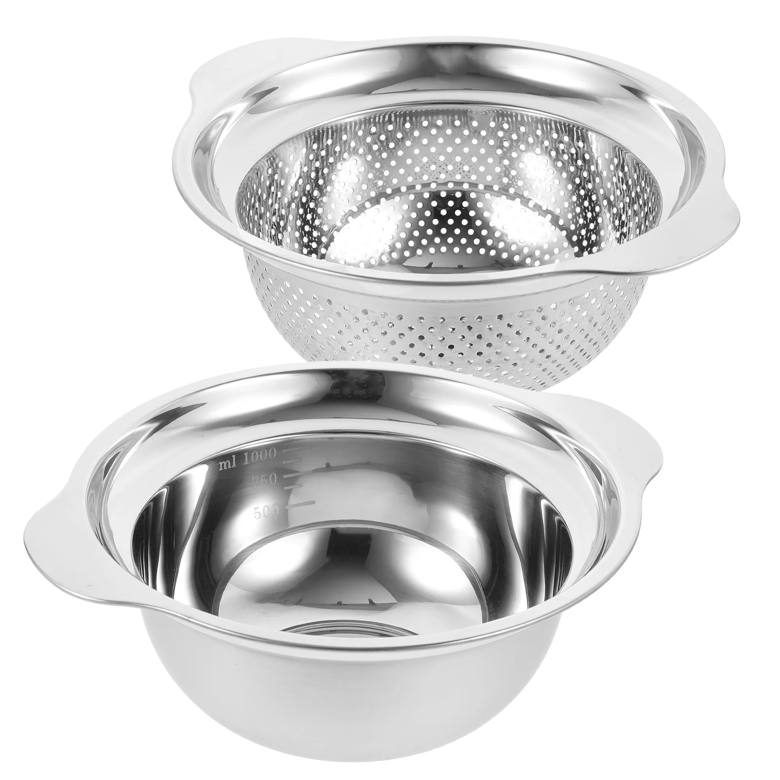 

1 Set Stainless Steel Colander with Mixing Basin Metal Washing Basin Vegetable Washing Basket
