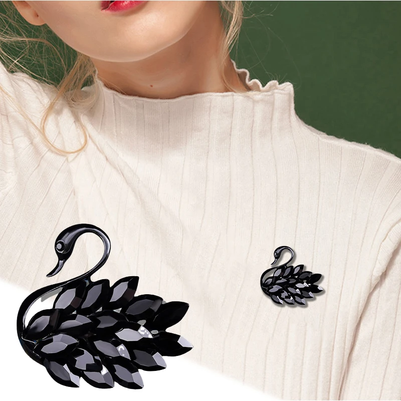 

Rhinestone Swan Brooches For Women Animal Pin Elegant Wedding Accessories Coat Jewelry High Quality Party Brooch Pins junji ito