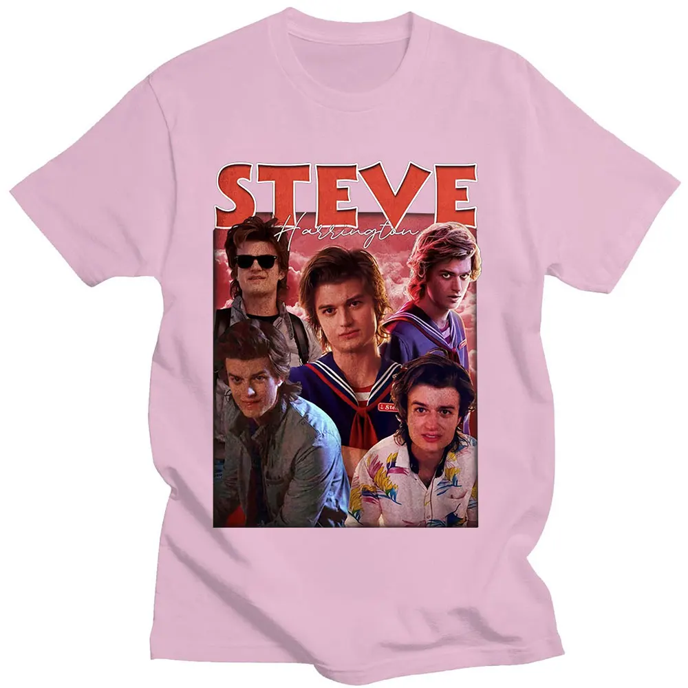 

Men's Casual Short Sleeve Oversize T Shirt Stranger Things Steve Harrington Graphics Print T-shirts Harajuku Streetwear Unisex