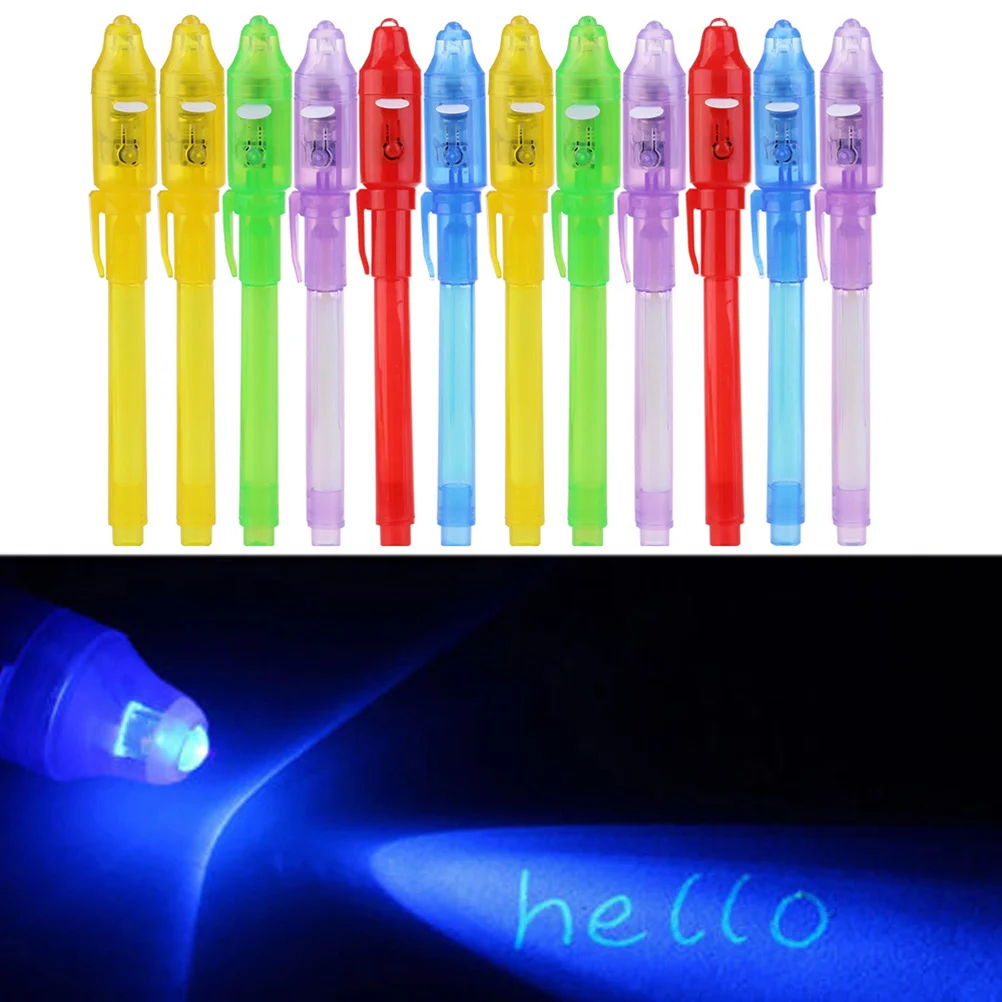 24 Pcs Gift Pen Disappearing Ink Invisible Dual-functional LED Party Favor Ideas Secret Message Writer Fountain Pens