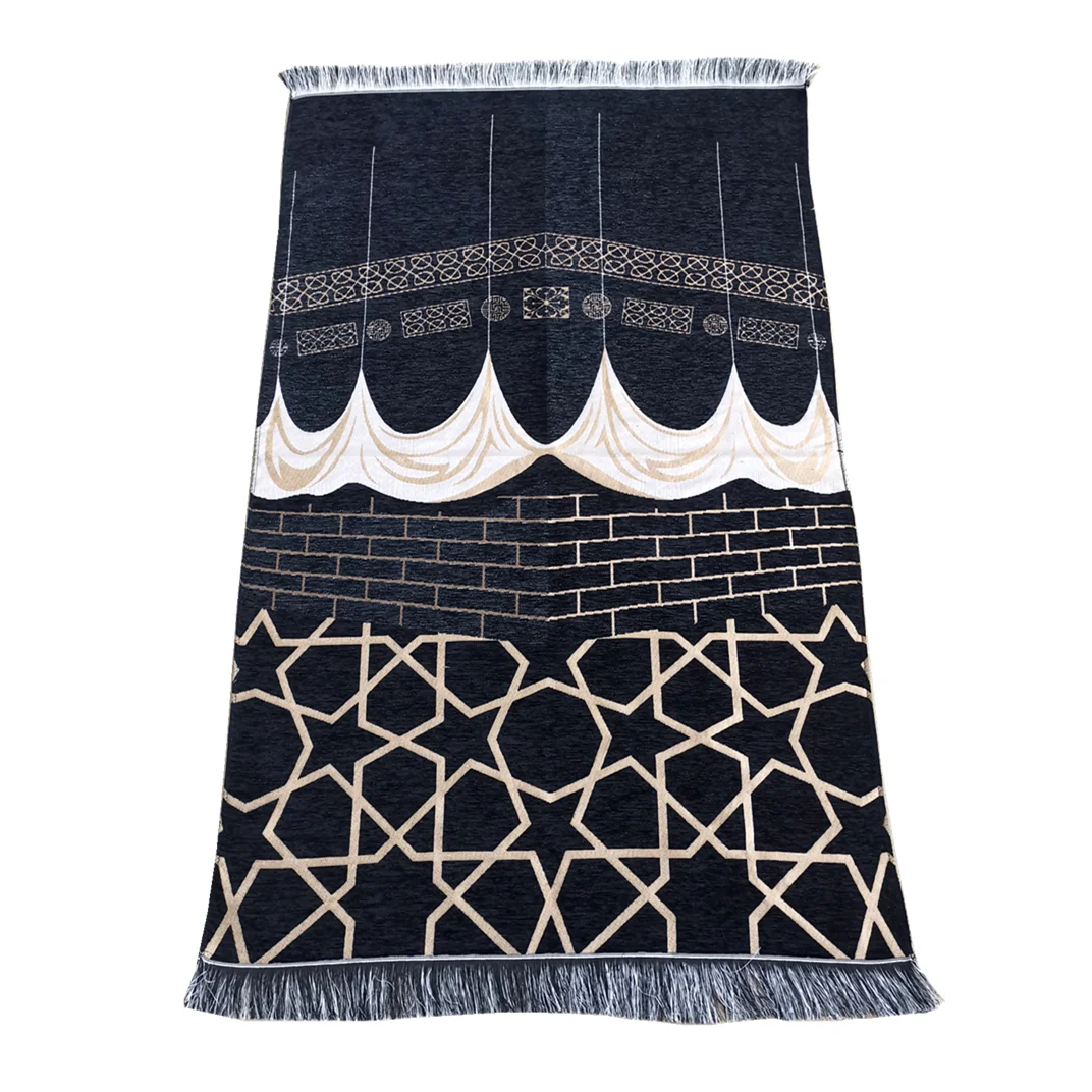 Black Style Woven Prayer Mats Saudi Madina Pray Rug Fashion Islamic Sejadah For Hajji