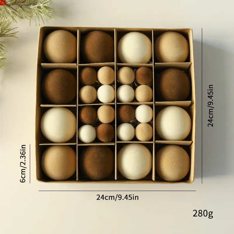 Флокированные рождественские шары бронзовые 3/6/8 см