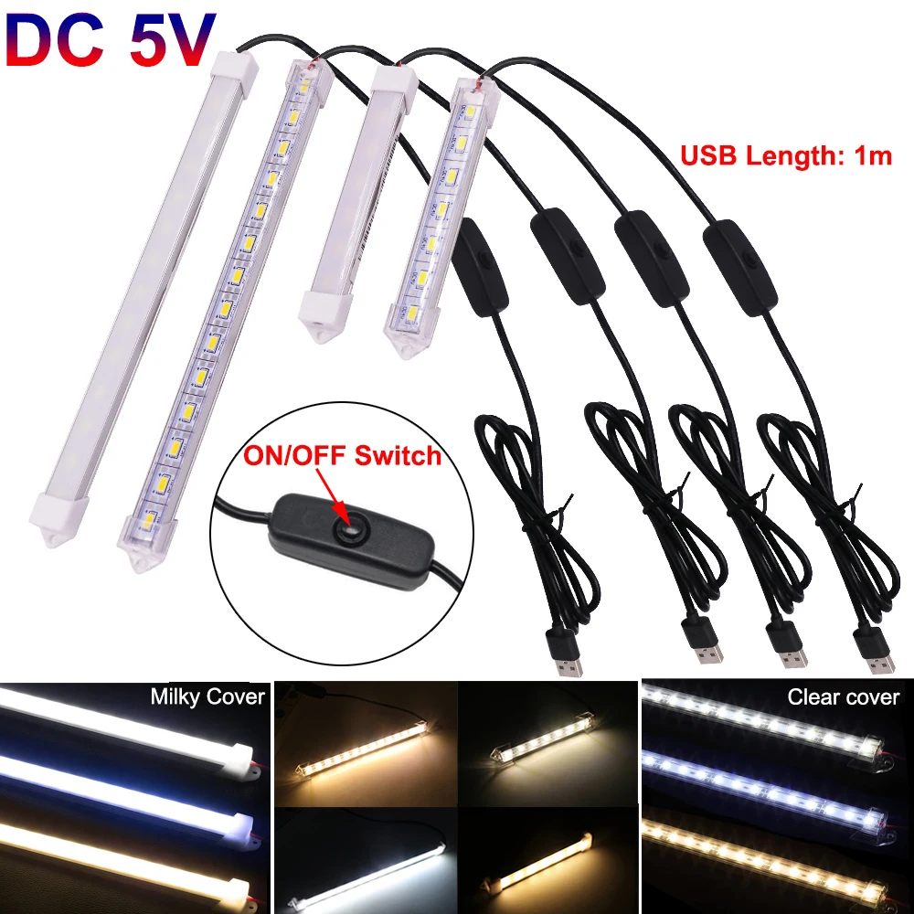 

LED Bar Light USB Powered DC 5V LED Tube Lamp Warm/Natural/Cold White Hard Bar Light for Under Cabinet Kitchen Bedroom Lighting