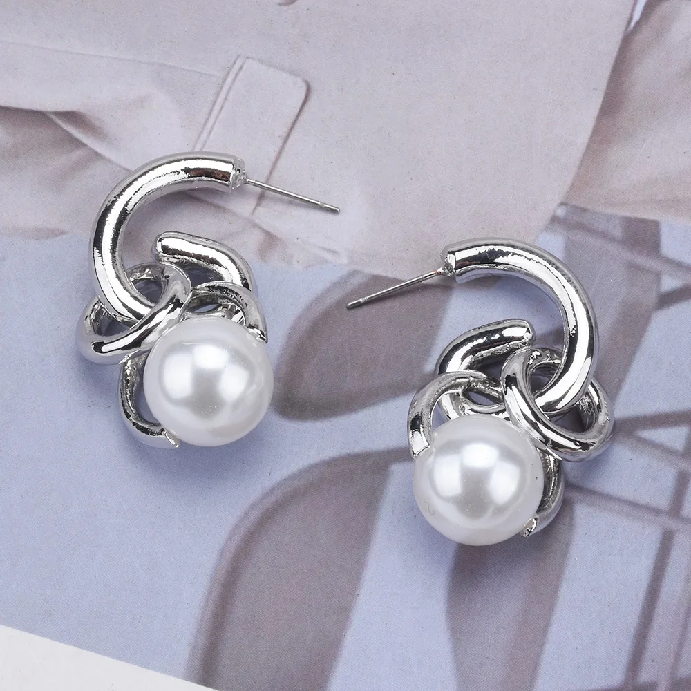 Новинка 2024 Модные металлические серьги ZA с искусственным жемчугом бижутерия из