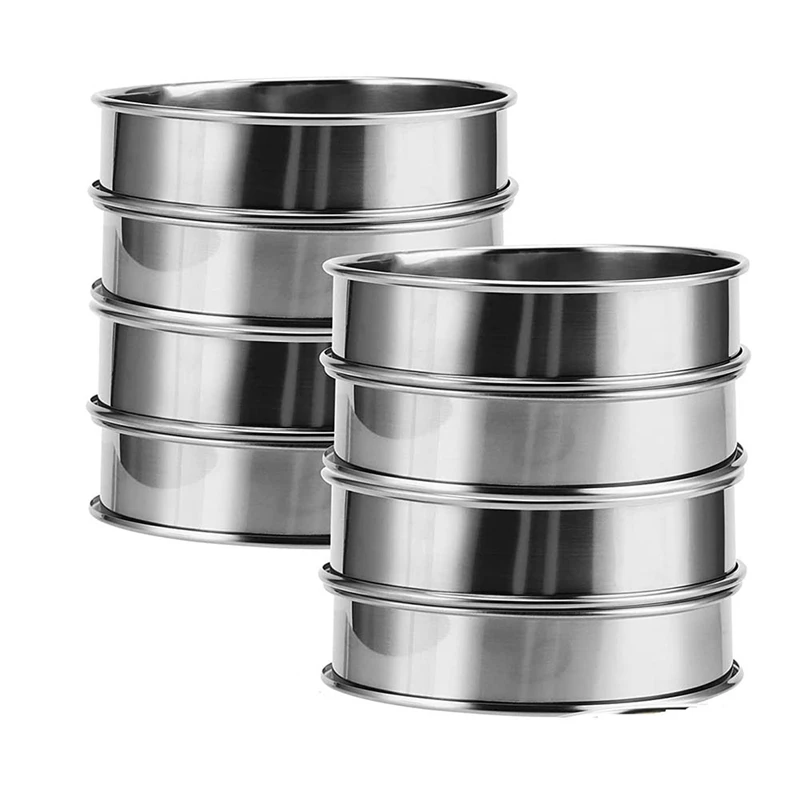 

8Pcs 4 Inch Muffin Rings Crumpet Rings Stainless Steel Muffin Rings Round Tart Ring