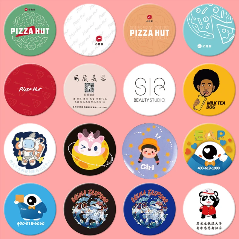 

1pc Cartoon Small Mirror Cute Pattern Portable Makeup Mirror Flat Translucent DIY Decoration Festival Gift Pocket Mirror