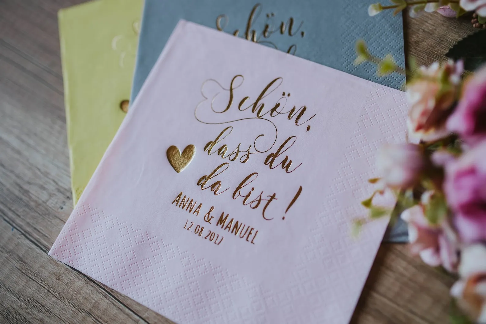 Lunch Personalisierte Servietten Hochzeit персонализированные салфетки на заказ Mila du da bist салфетка