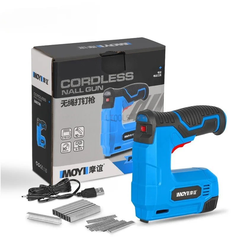 Woodworking Electric Nailer for Furniture Install Door Frame Repair Staples Portable Wireless Nail Gun Household Small Stapler