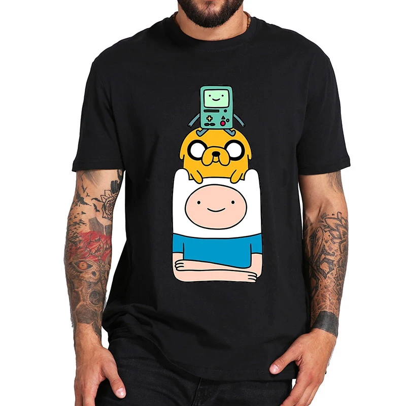 

Adventure Time Men Tee Shirt Vintage Crewneck Tops Anime Cartoon Summer T Shirt Crew Neck Fitted Soft Tshirt Printing