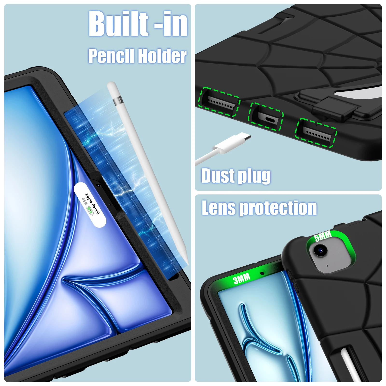 Kids Safe Case For iPad 10th 2022 Air 4 air 5 mini 7 pro 11 9.7 2024 Armor for Tablet Cover Laptop Tool EVA