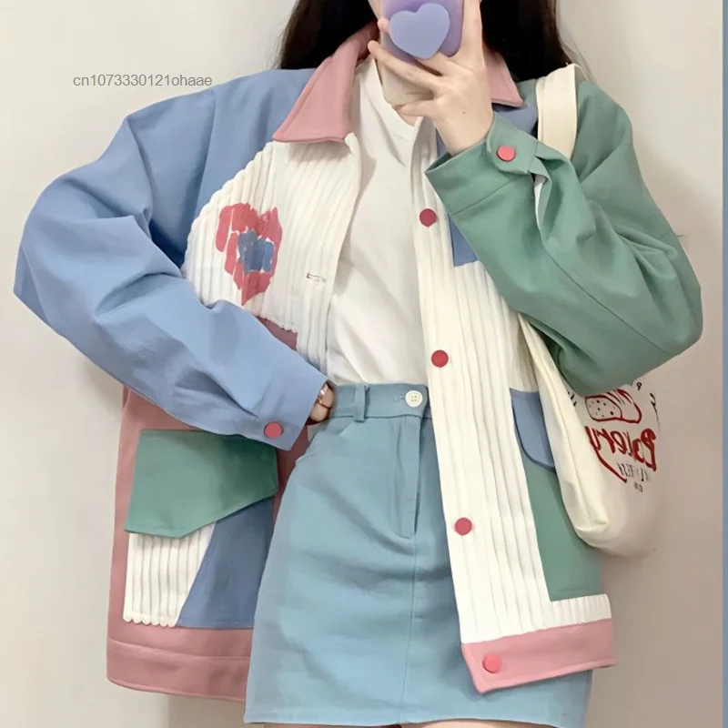 

Корейская Милая женская куртка Aoger в стиле преппи, топ Y2k, американская уличная Женская бейсбольная форма, новинка на осень и зиму, свободное студенческое пальто