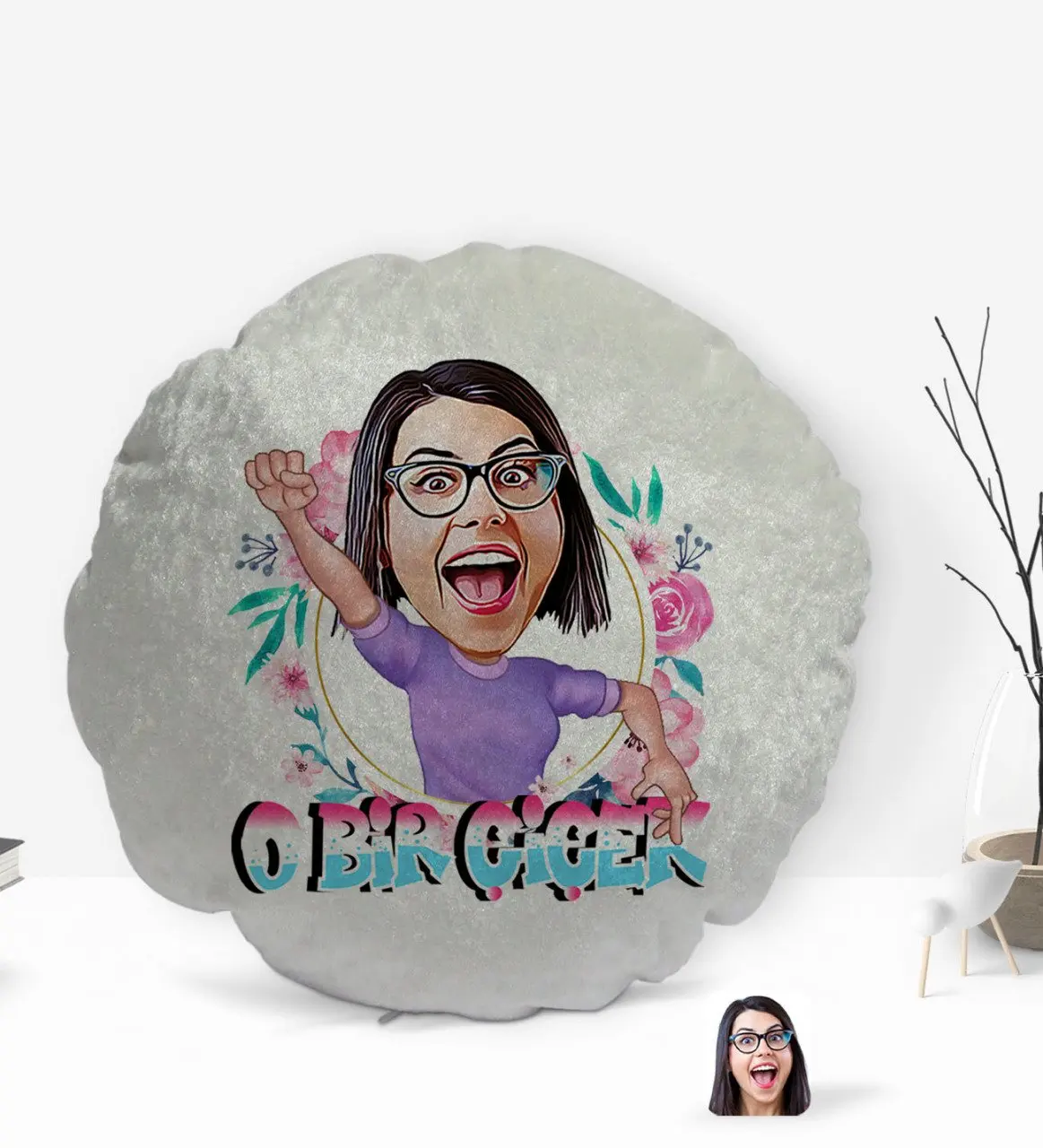 

Персонализированная это Цветочная карикатура о круглой декоративной подушке для украшения yastekk-3