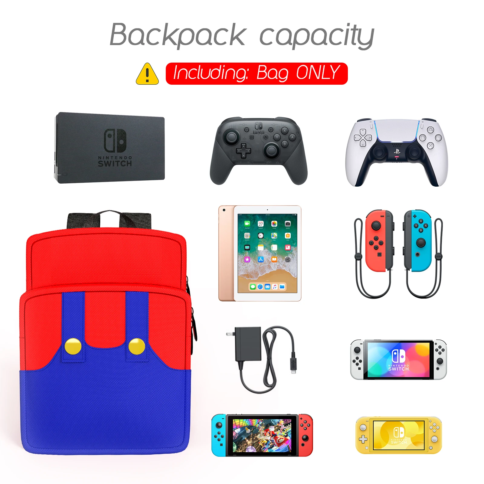 red blue Stylish Backpack Travel Bag for Switch OLED NS Steam Deck School Backpack for Student