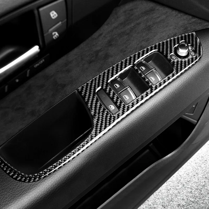 

Car Window Glass Lifting Buttons Cover Trim 6Pcs For Audi Q7 2008-2015 LHD Carbon Fiber Car Door Armrest Panel Decals
