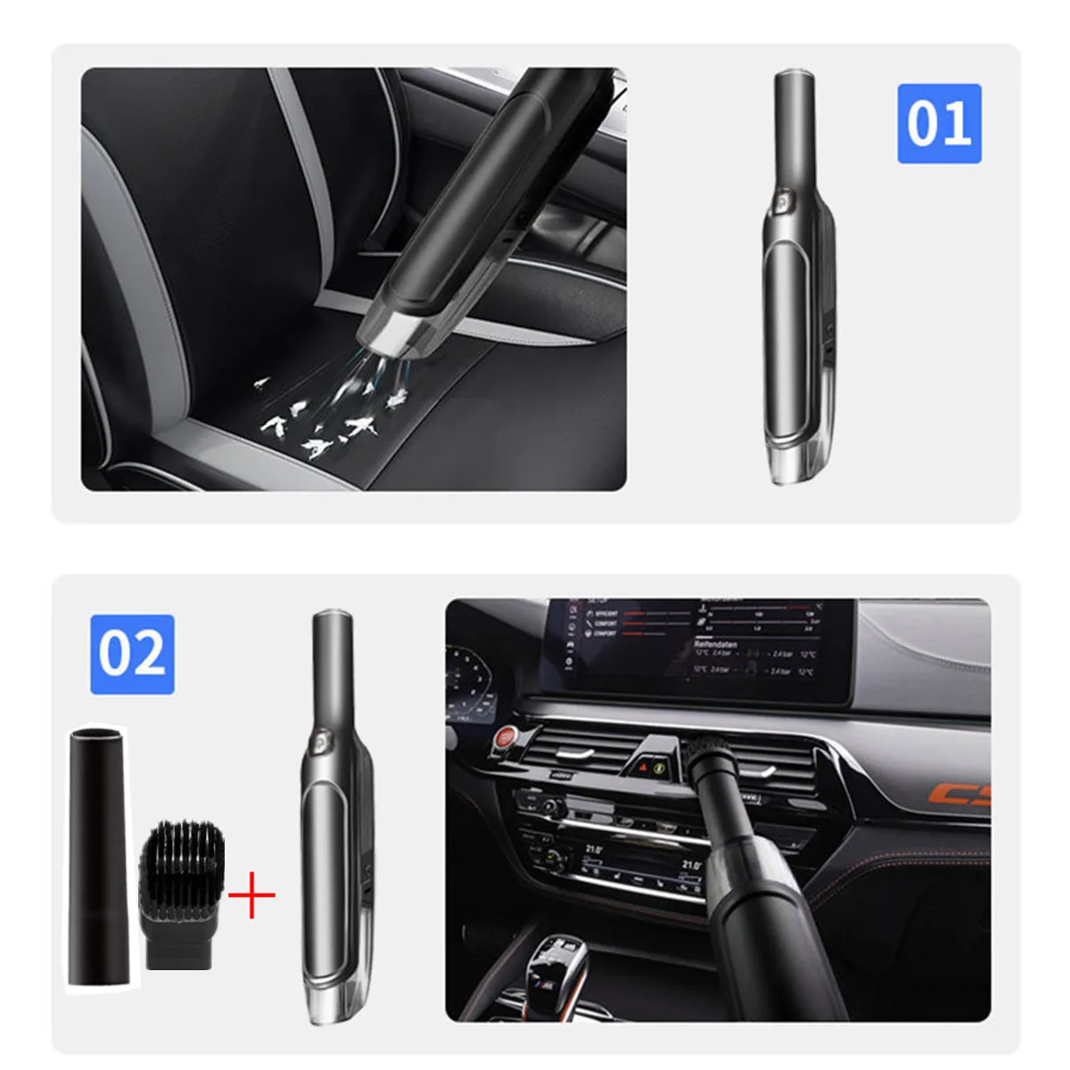 Беспроводной автомобильный пылесос 19000 па мощный ручной с 2 встроенными