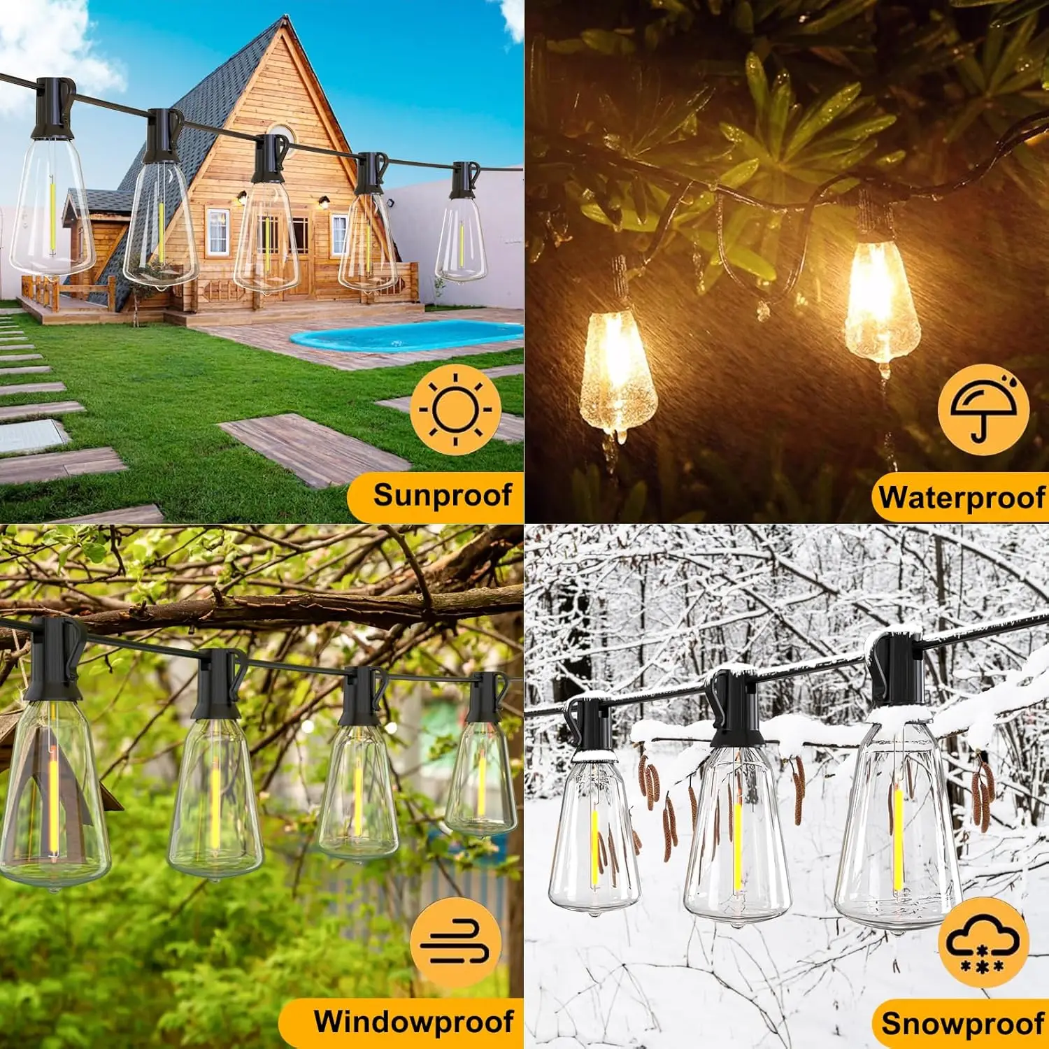 Наружная водонепроницаемая солнечная лампа Suitsamus с 31-футовой шестерней и 25