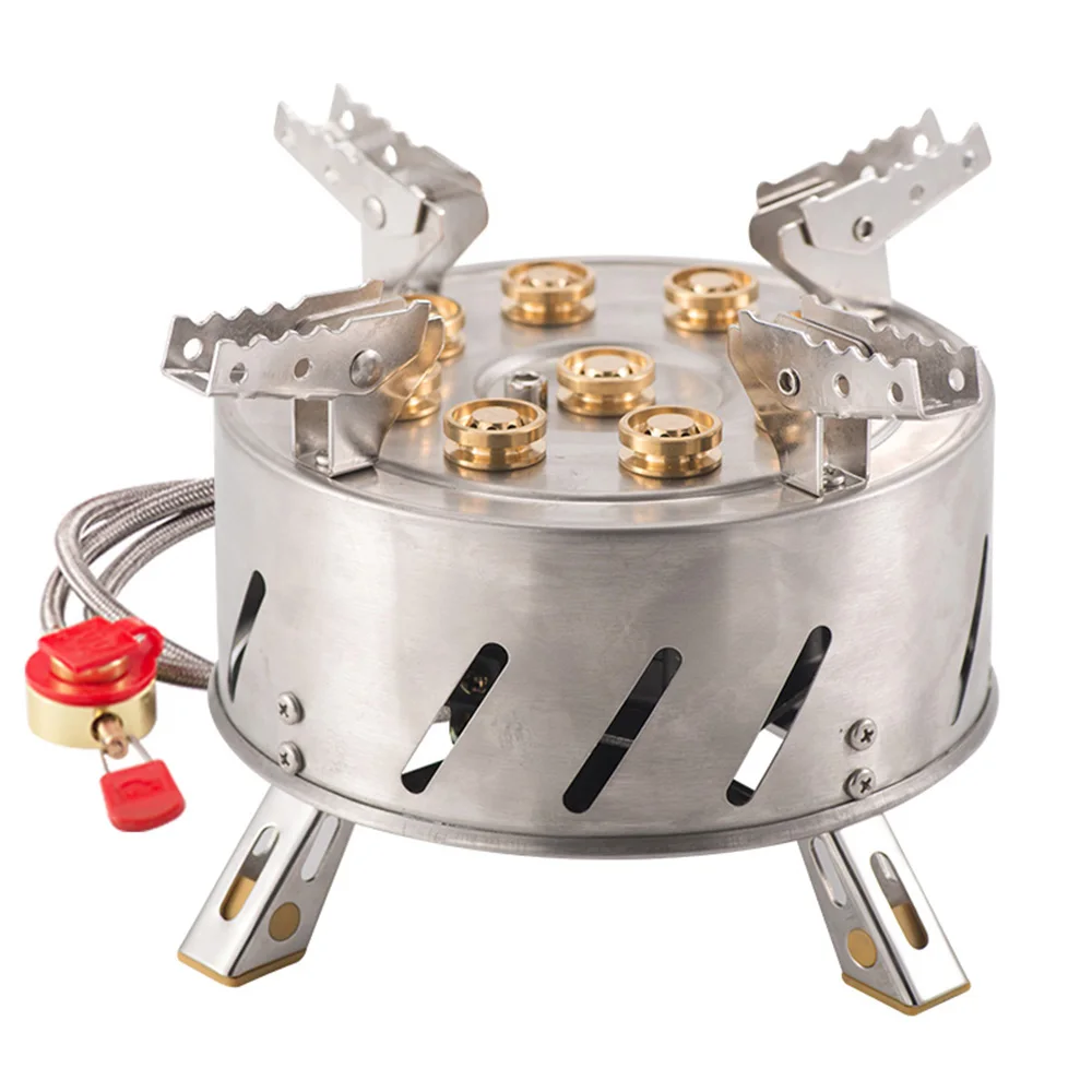 12800W Self-Driving Tour Outdoor Camping Stainless Steel 9-Head Stove Portable 9 Hole Fire And Brimstone Stove 야영 하 다.