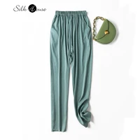 luxurious natural mulberry silk 20mm small heavy elastic double joe pants small foot harlan pants 2022 womens fashion new