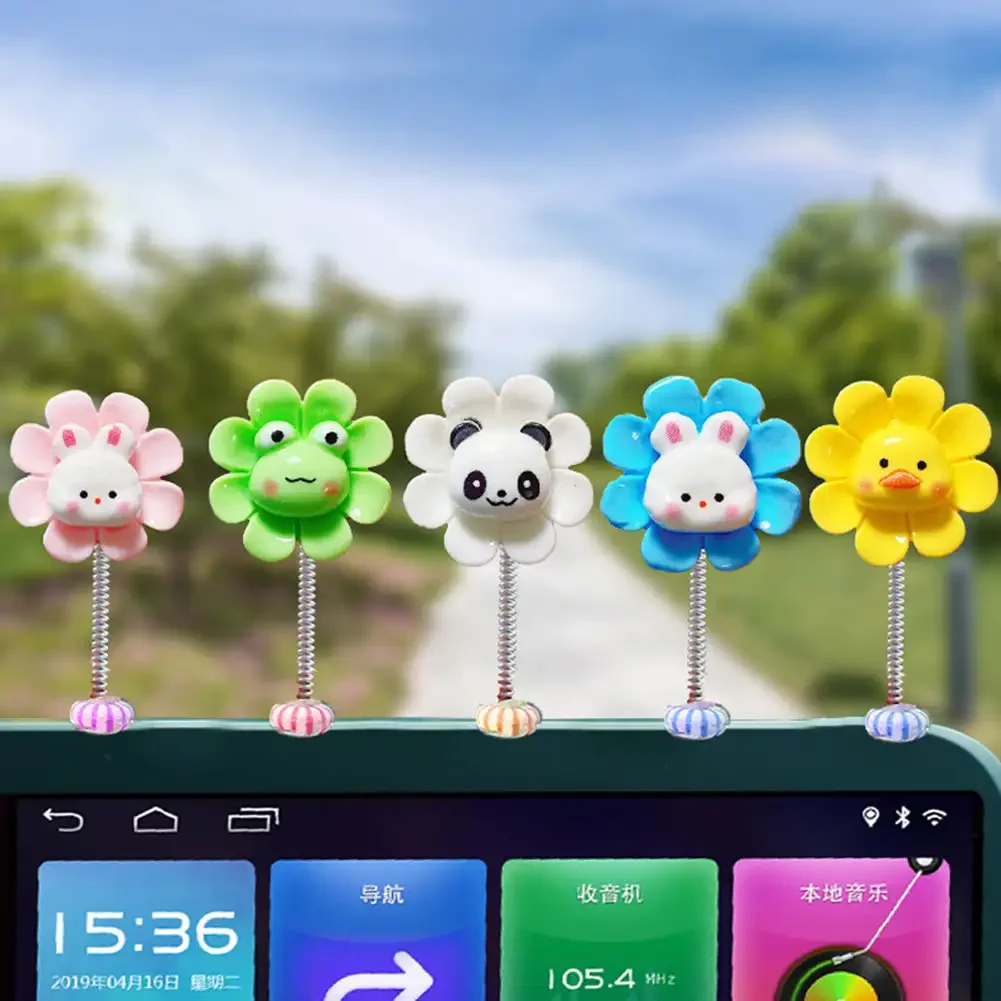 Мультяшный интерьер автомобиля трясущаяся голова цветочный орнамент украшение