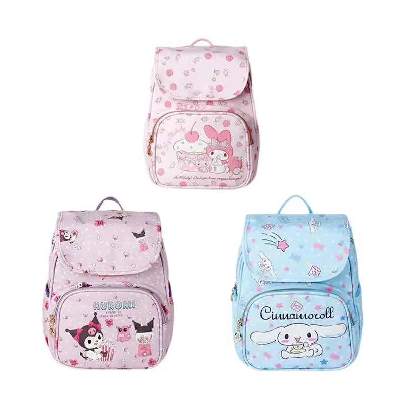 

Sanrioed Anime My Melody Cinnamoroll Kuromi Cute Children Backpack Student Teenage Girl Flip Cover Schoolbag Casual Travel
