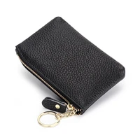 genuine first layer cow leather girl small wallet key ring alamode lady thin mini zipper cowhide coin purses palm cash card bag