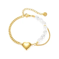 korean fashion ladies stainless steel bracelet heart shaped women pearl bracelet jewelry accessories love pendant bracelet