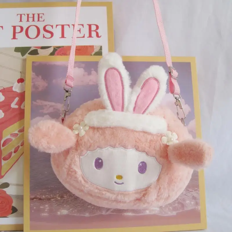

Kawaii Sanrio Mymelody Plush Bag Female Cartoon Hand-Held Messenger Shoulder Bag Doll Machine Student Children's Birthday Gift