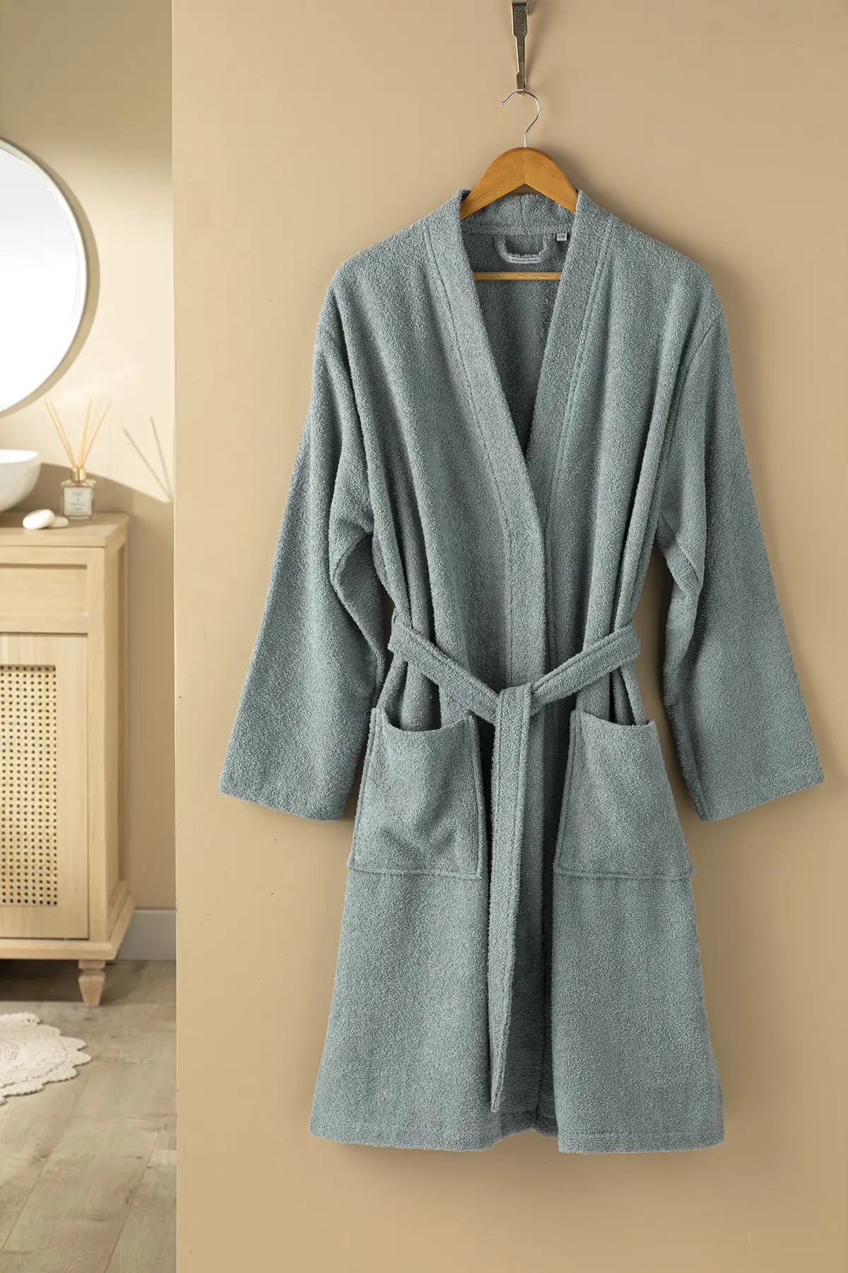 Cotton Men's Bathrobe L-xl Indigo - Bath Towels, Hotel Bathrobes, Hand Towels, 100% Cotton, Bathroom Products