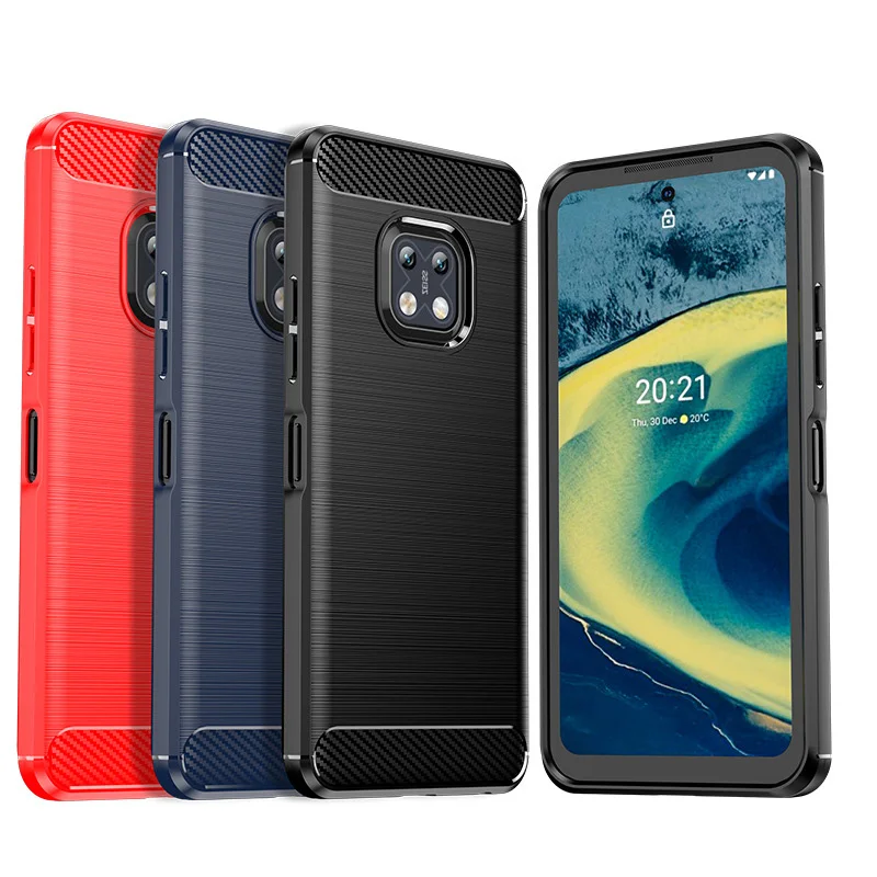 

Case for Nokia XR20, Phone Cover for Nokia XR20 TPU Brushed Pattern Soft Case Black Blue Red