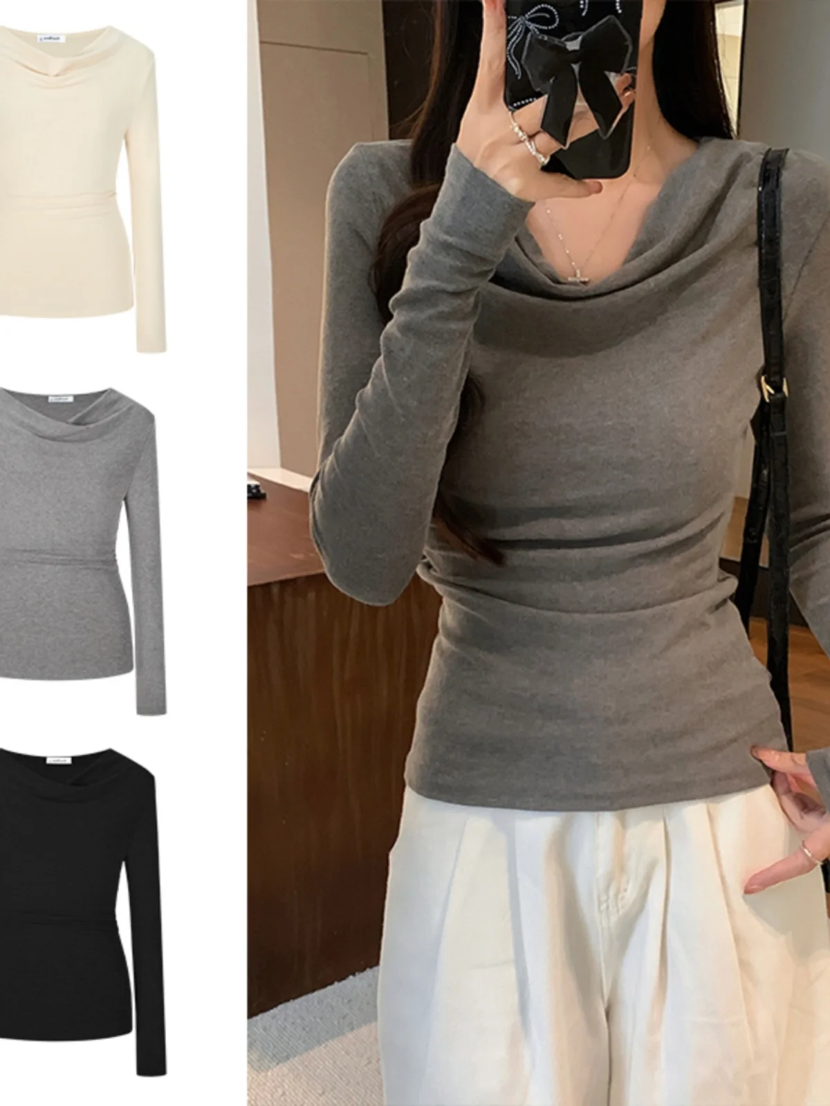 Женская футболка с откидным воротником Design Sense новинка 2024 осенняя супер красивая