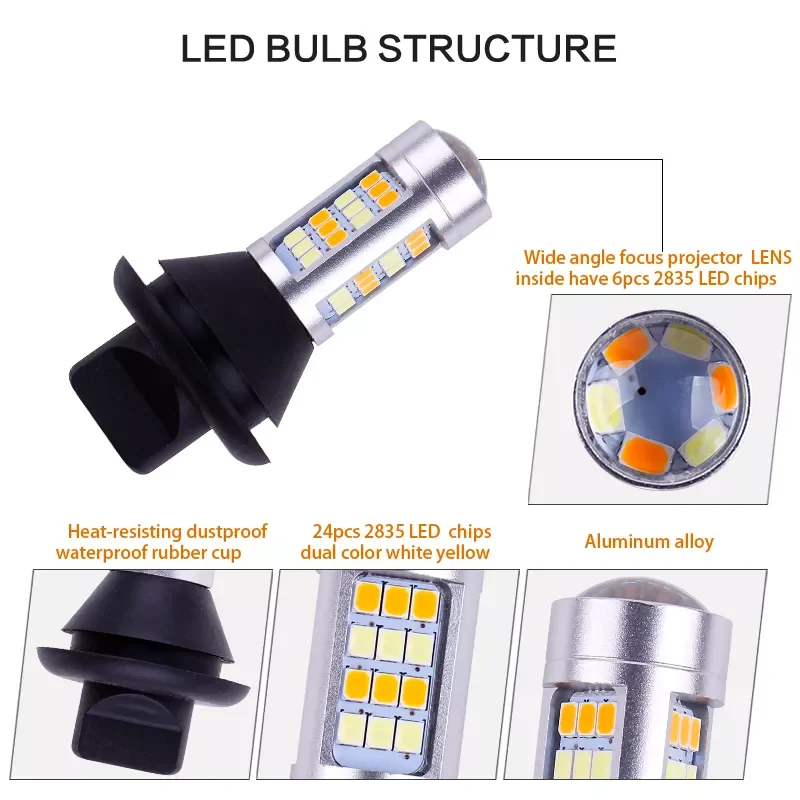 2 шт. BA15S 1156 P21W BAU15S PY21W T20 W21W 7440 42LED Canbus DRL хосветильник s сигнал поворота двойной