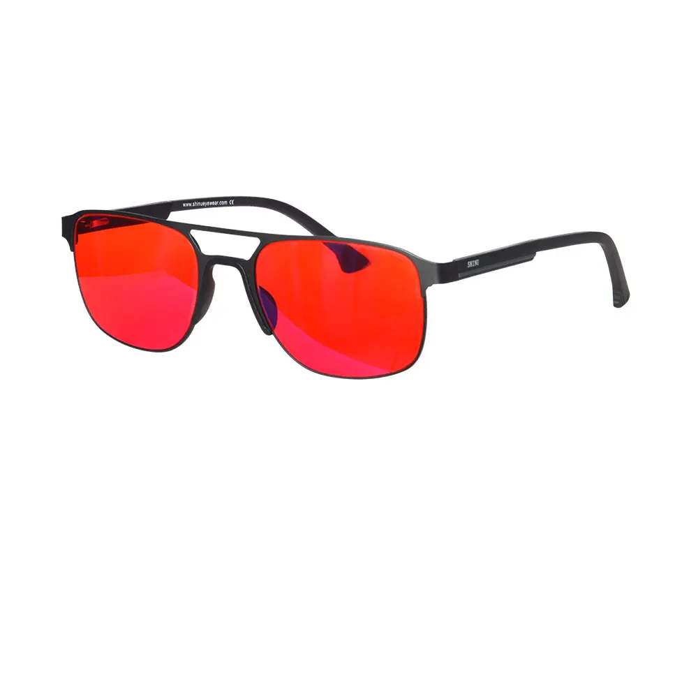 

SHINU, сменные серые очки для мужчин, металлическая деревянная оправа с красными линзами, фильтры 99.99%, голубые зеркальные очки, защитные глаза SH003